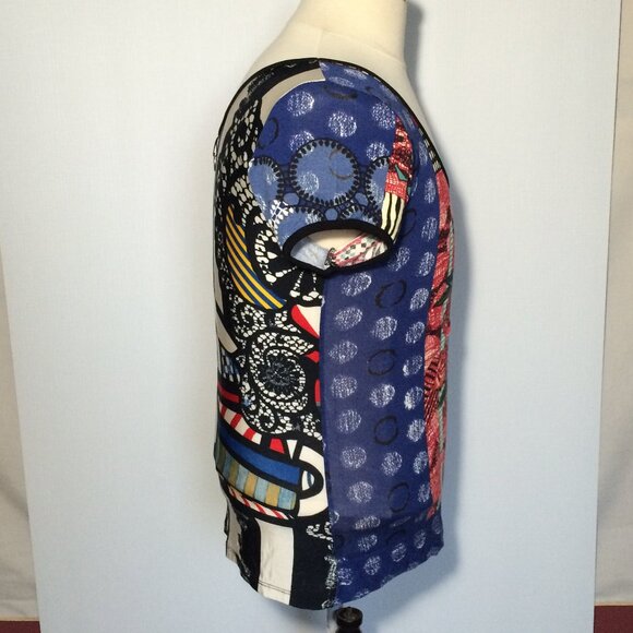 Save the Queen Womens Top T-Shirt 2XL Multicolor Pattern Heart Cap Sleeve - Picture 7 of 11